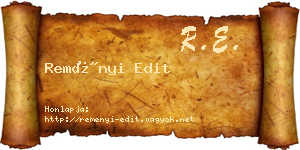 Reményi Edit névjegykártya